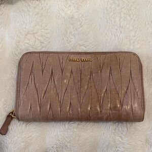 Miu Miu Quilted Tan Leather Wallet